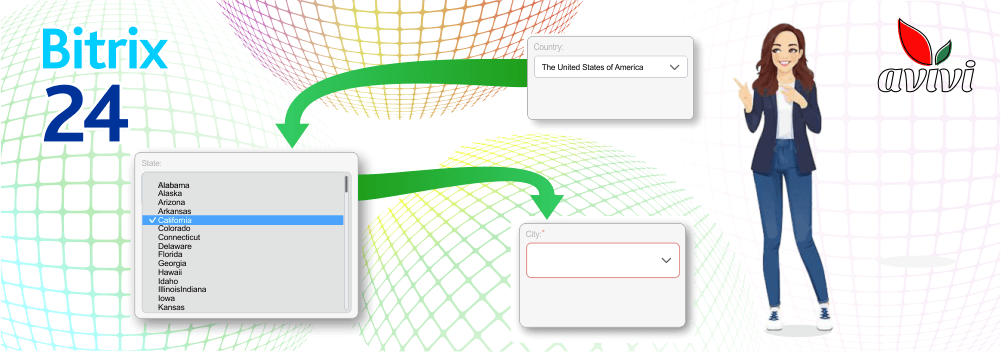 The "Address" section`s fields customization in Bitrix24 and own drop-down lists
